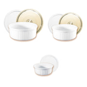Set de 3 fuentes con tapa plástica + 2 tapas de vidrio French White Corningware