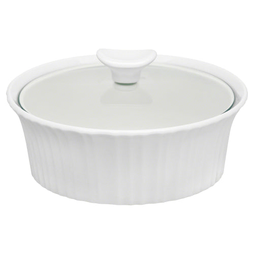Fuente circular con tapa de vidrio French White Corningware 1.4 litros