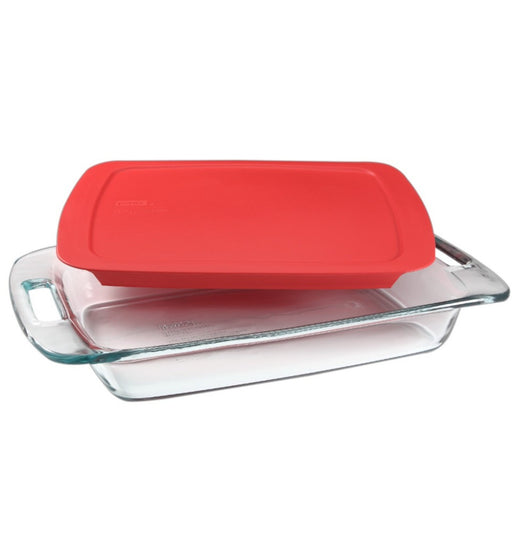 Fuente rectangular de vidrio con tapa Easy-Grab Pyrex 2.8 litros
